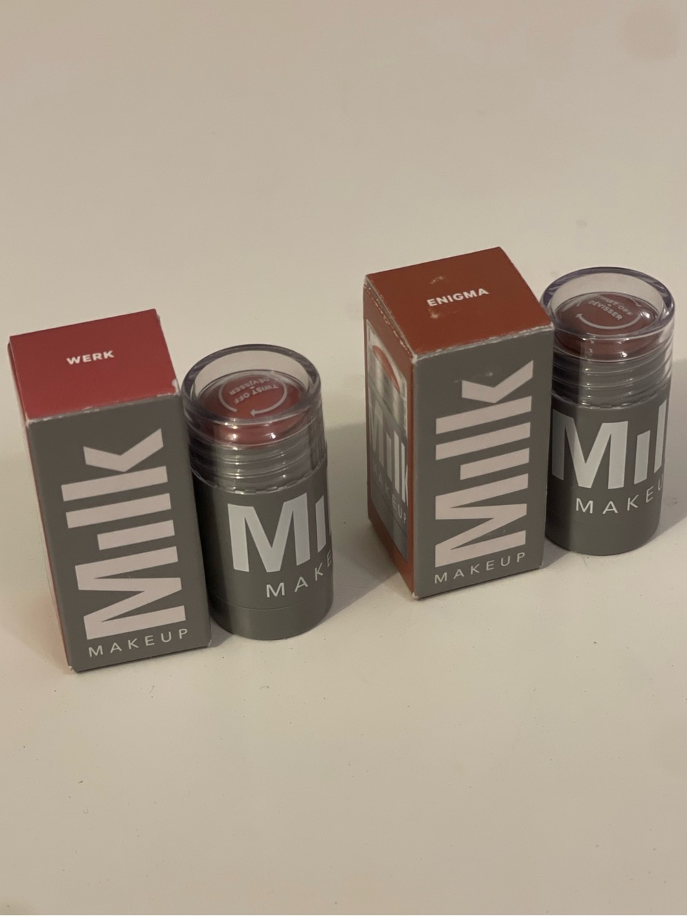 Milk Makeup Lip + Cheek Sticks in WERK & ENIGMA